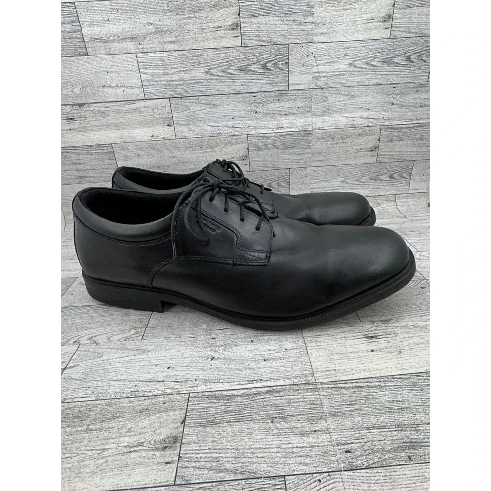 Rockport Men Size 15M‎ Black Leather Hydro-Shield Waterproof Derby Shoes V76115